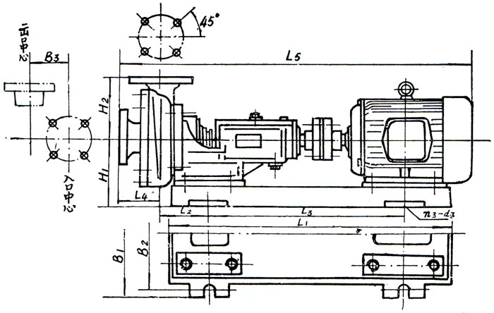 FSP型耐酸泵安装尺寸图
