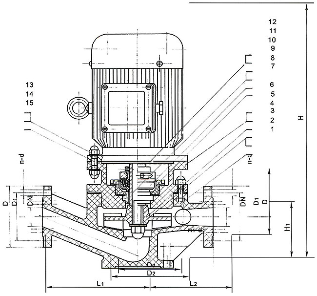 IGS型玻璃鋼管道泵結構及安裝圖